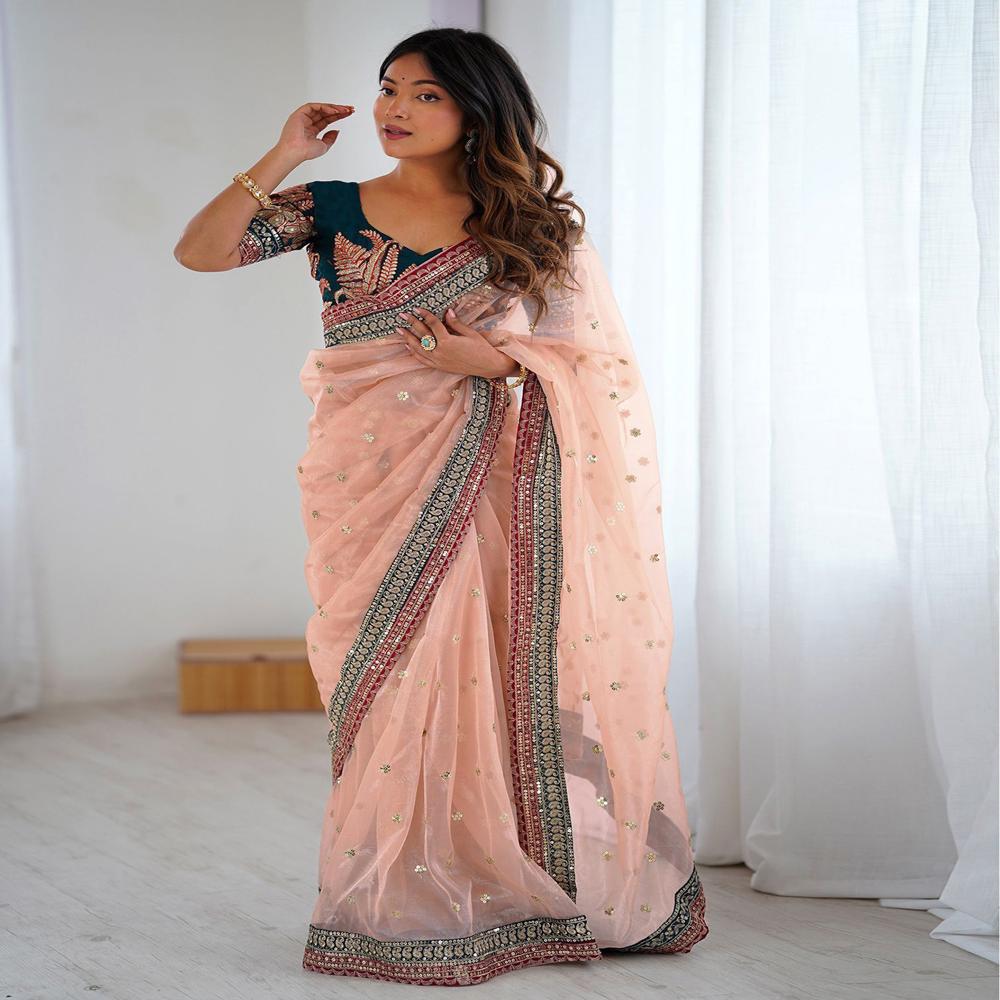 Pitch Isha Saree - Decoration Material: Laces