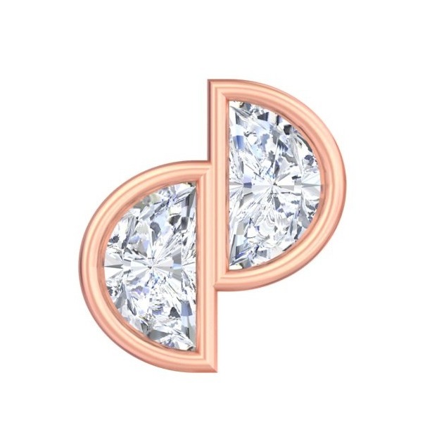 Geometric Half-Moon Bezel Diamond Studs
