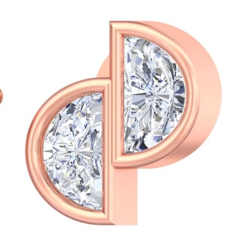 Geometric Half-moon Bezel Studs - Diamond Carat Weight: 18 Carat