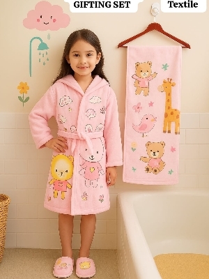 3 pcs unique kids bathrobe set