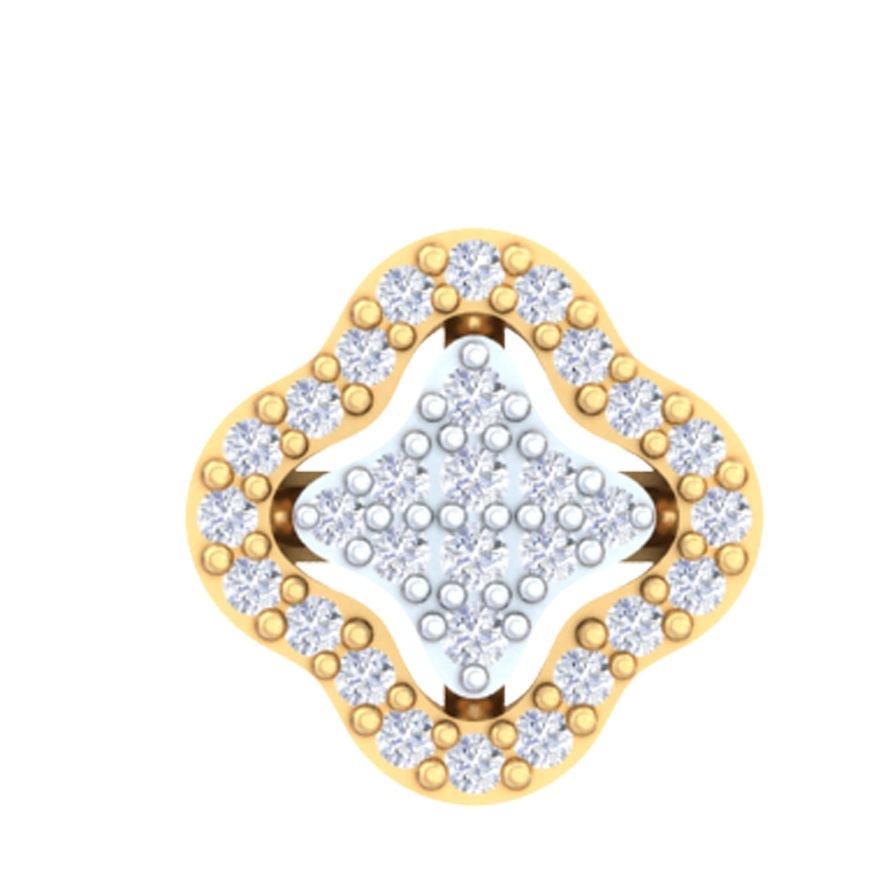 Quadrant Halo Floral Diamond Studs