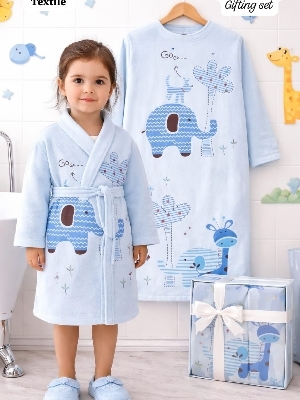 3 pcs unique kids bathrobe set