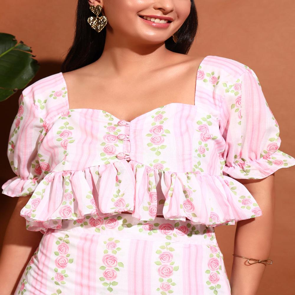 Osaka Co-ord Set - Color: Pink & White
