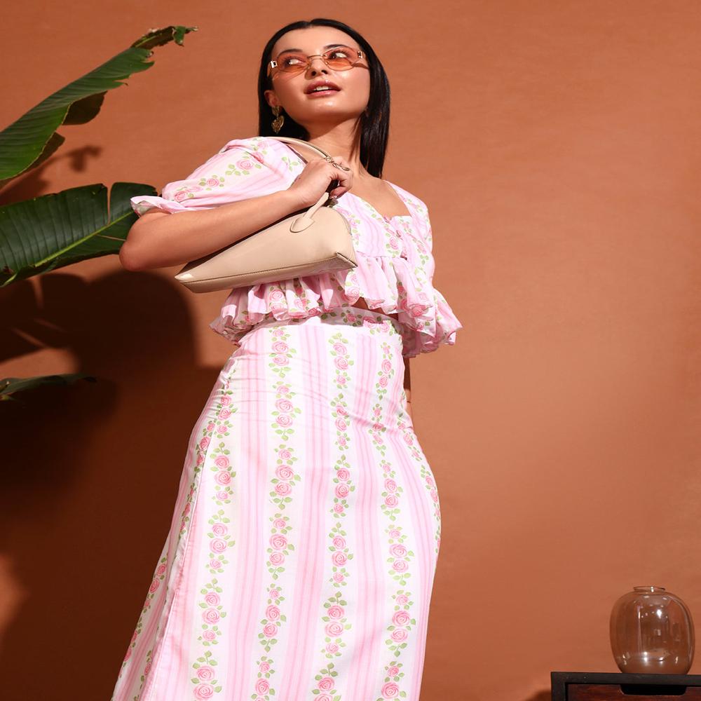 Osaka Co-ord Set - Color: Pink & White