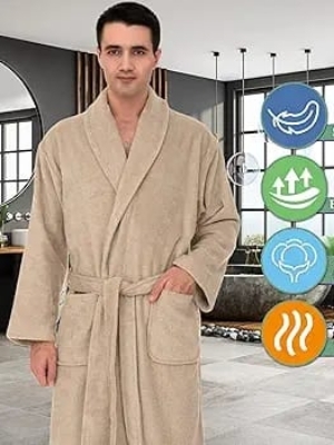 Cotton shawl collar velour bathrobe size L and XL