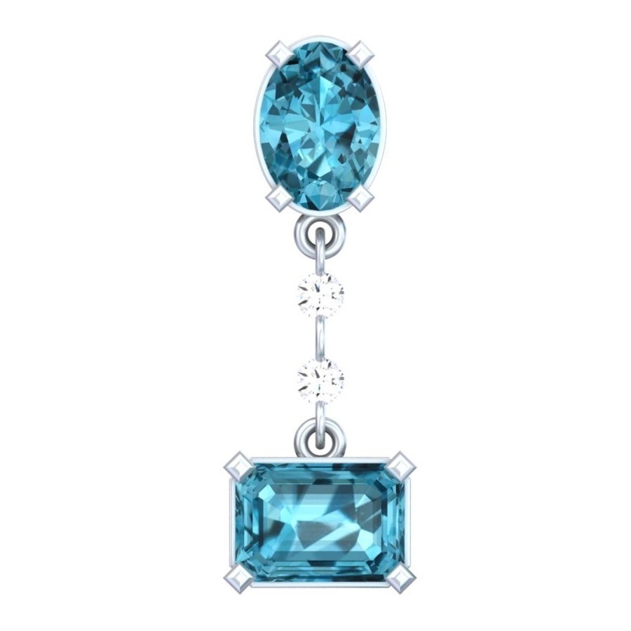 Aquamarine-style Geometric Drop Earrings - Diamond Carat Weight: 18 Carat