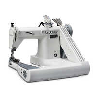 Brother Model Da 927a Double Twin Needle Feed Off The Arm Double Chain Stitcher Light Duty Machine With Racing Pneumatic Belt Driven Puller, Complete - Color: White & Grey