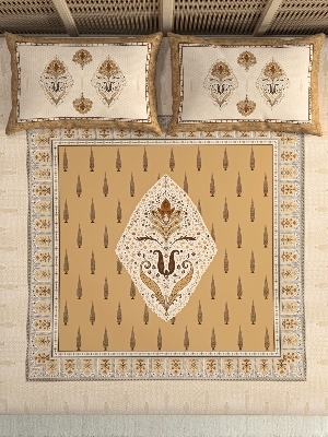 Cotton bedsheet design with designer pillow cover