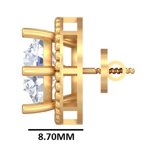 Solitaire Beaded Halo Studs - Diamond Carat Weight: 18 Carat