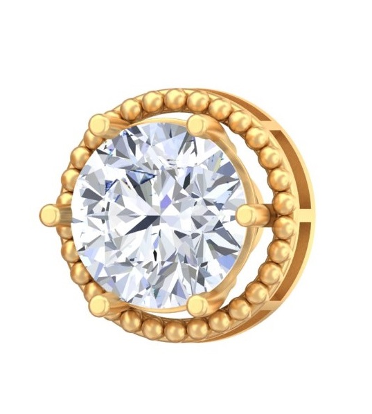 Solitaire Beaded Halo Studs - Diamond Carat Weight: 18 Carat