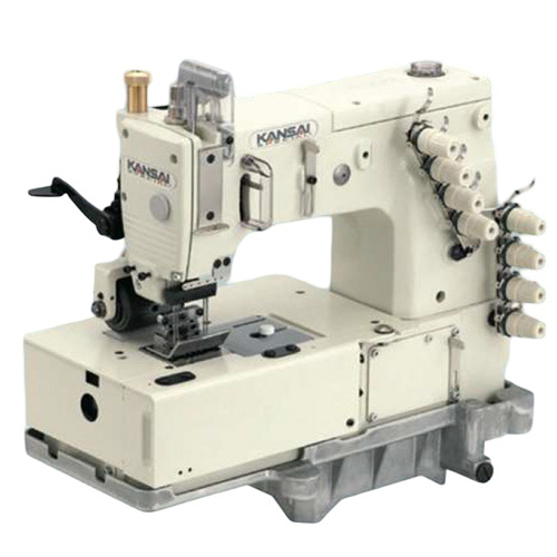 Dlr-1508P-Sm Four Needle Flat Bed Double Chain Stitch Machine - Color: White / Metallic Gray