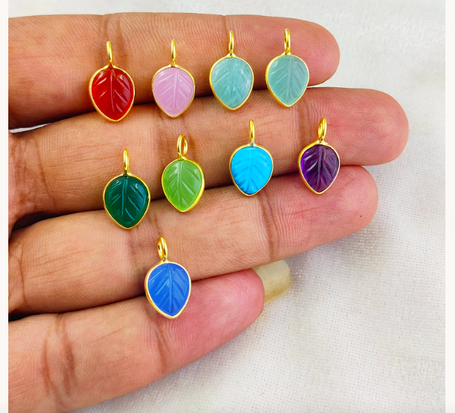 Gemstone Leaf Carving Pendant