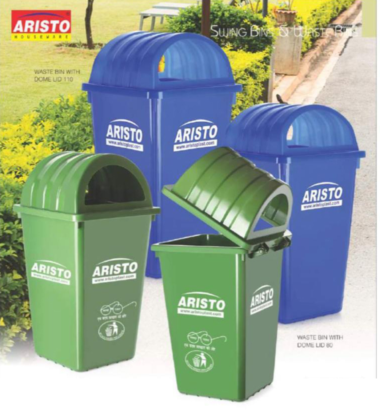 110L Aristo Plastic Waste Bin With Hinged Dome Lid