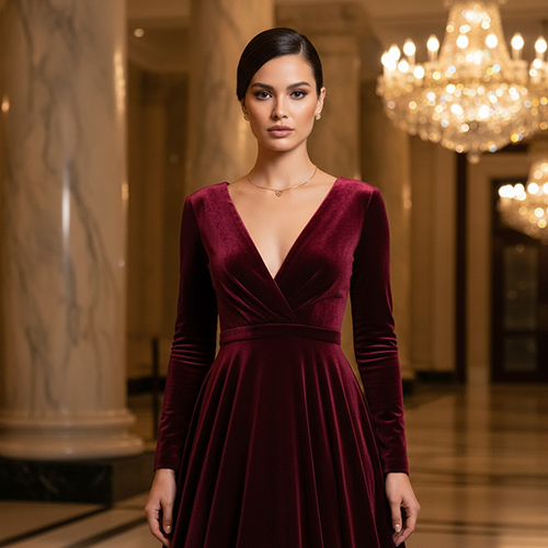 Ladies Dress Velvet Fabric - Color: Dark Blue (Custom Colors Available)