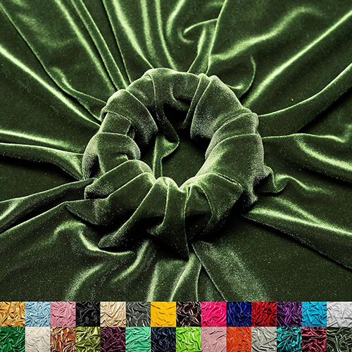 Olive Green Color Velvet Fabric