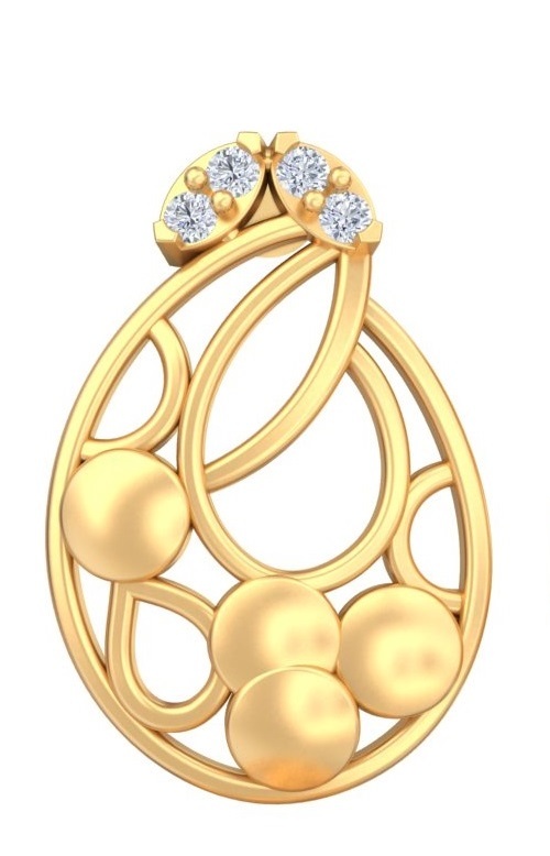 Filigree Pear-Drop Yellow Gold Diamond Stud Earrings