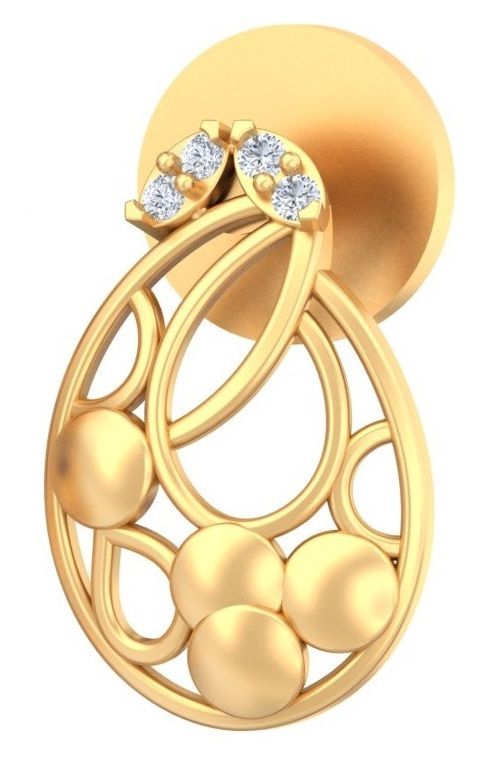 Filigree Pear-Drop Gold Stud Earrings