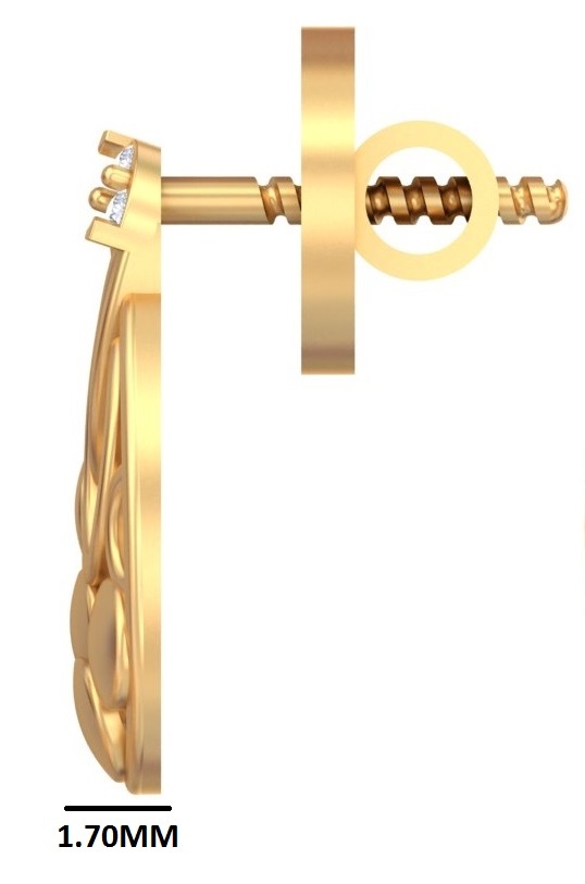 Filigree Pear-Drop Gold Stud Earrings