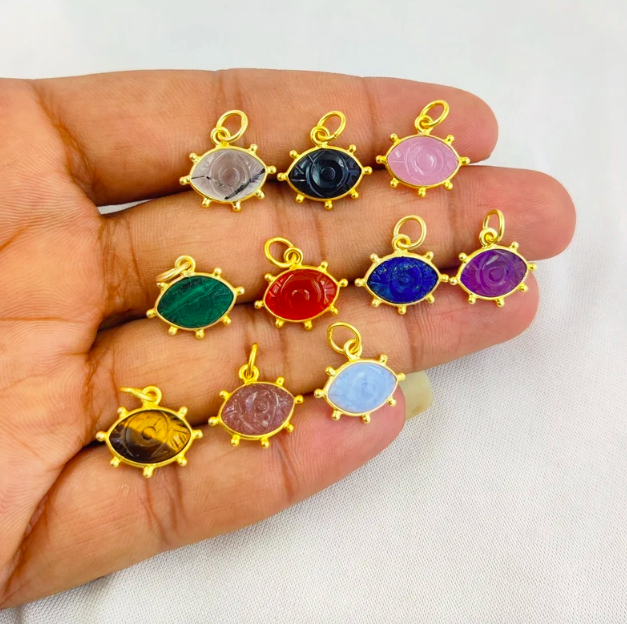Natural Gemstone Evil Eye Pendant