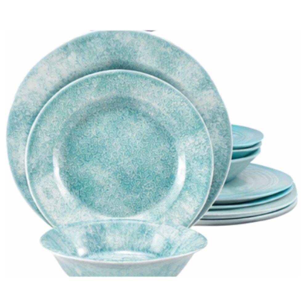 High Gloss Melamine Plates Set Stylish Durable Easy To Clean And Perfect For Kitchen Dining And Catering Use - Color: Sky Blue