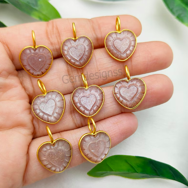 Peach Moonstone Heart Pendant