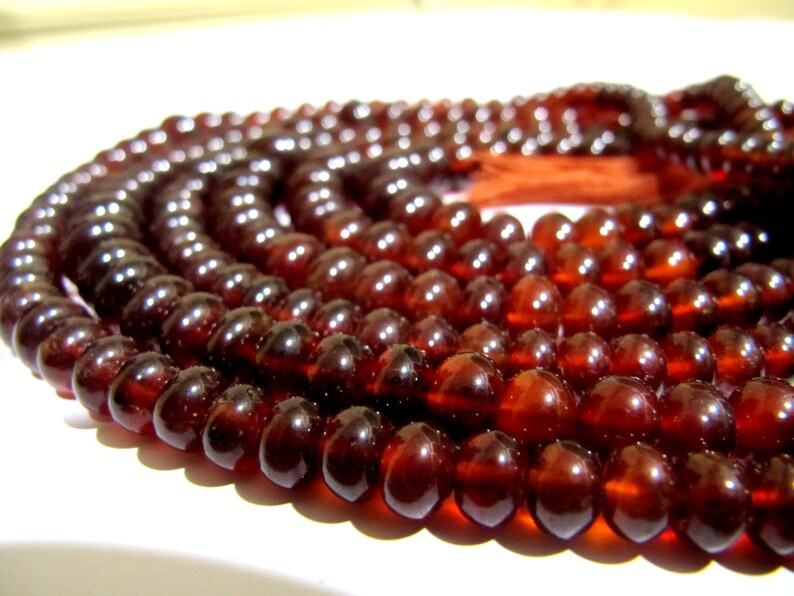 Natural Hessonite Garnet 5-10mm Size Beads plain Smooth Rondelle Shape Hessonite Beads Strand 8 inches 