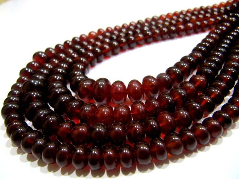 Natural Hessonite Garnet 5-10mm Size Beads plain Smooth Rondelle Shape Hessonite Beads Strand 8 inches