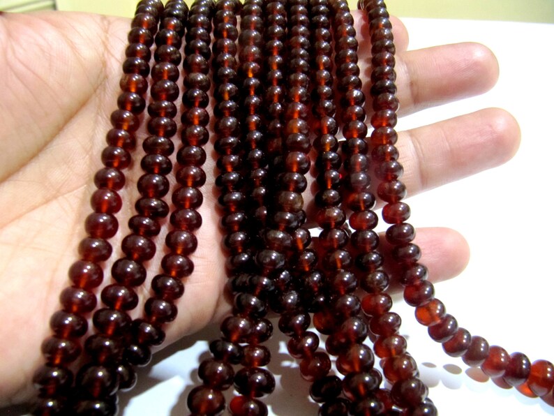 Natural Hessonite Garnet 5-10mm Size Beads plain Smooth Rondelle Shape Hessonite Beads Strand 8 inches