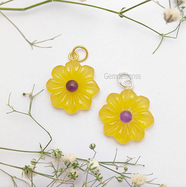 Yellow Quartz Flower Pendant