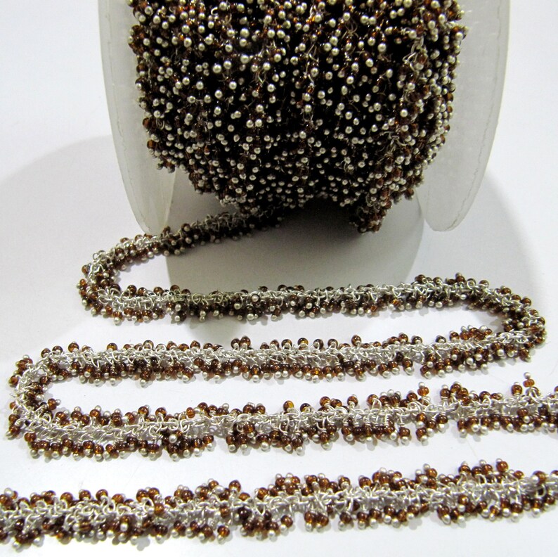 Hessonite Garnet Plain Smooth 2mm Beads chain sold per foot