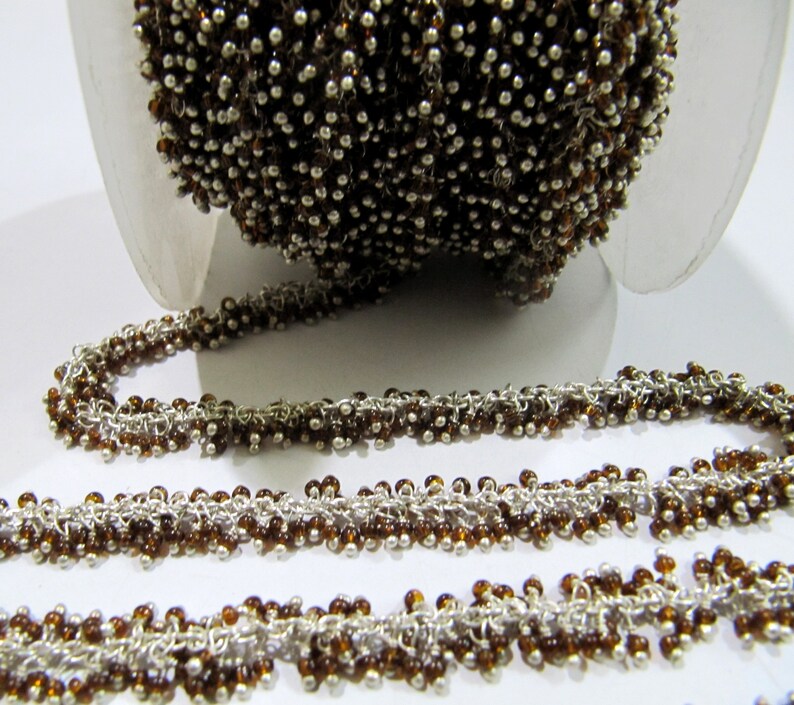 Hessonite Garnet Plain Smooth 2mm Beads chain sold per foot