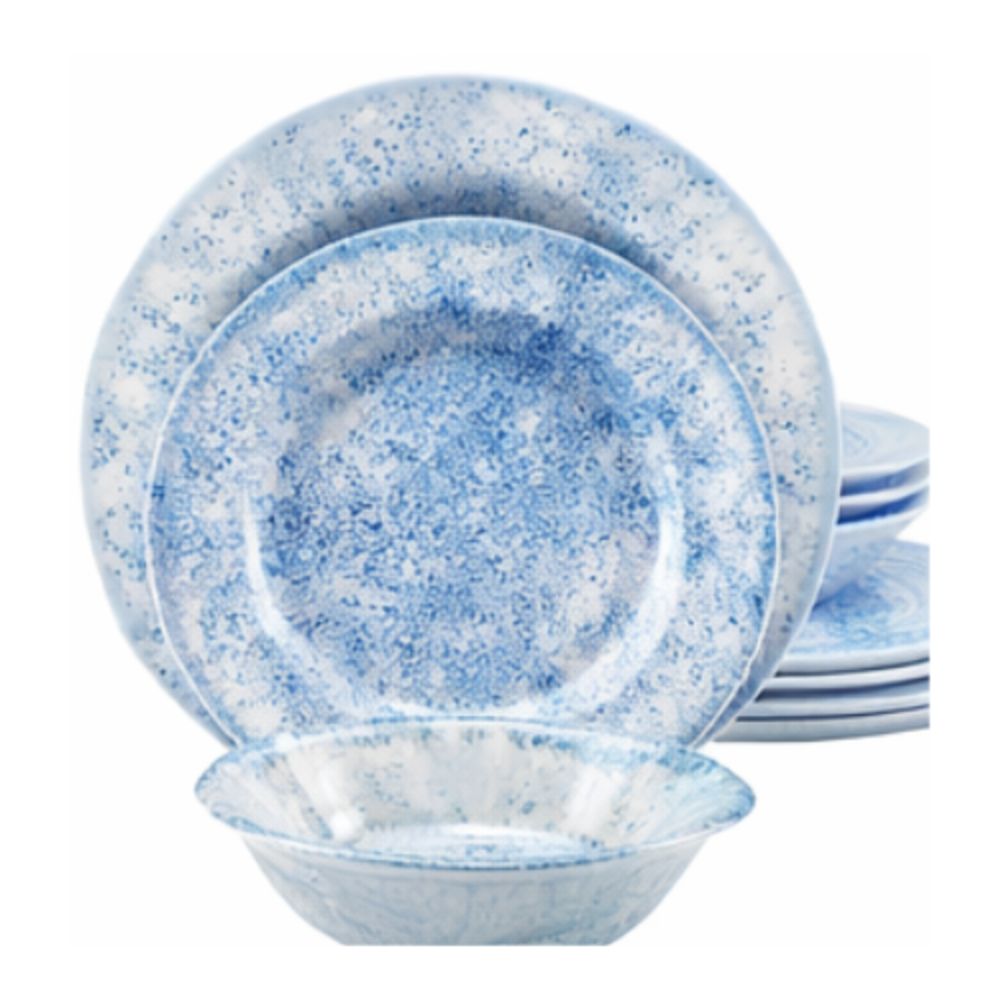 Stylish Melamine Plates Set For Dining Table Elegant Design Durable Material And Easy Maintenance For Daily Use - Color: Blue
