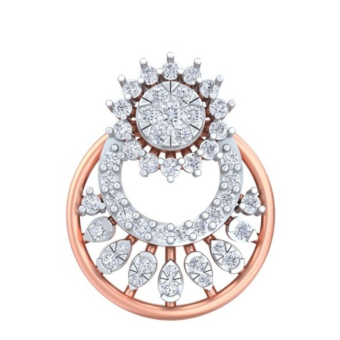 Celestial Crescent Halo Diamond Studs Earrings