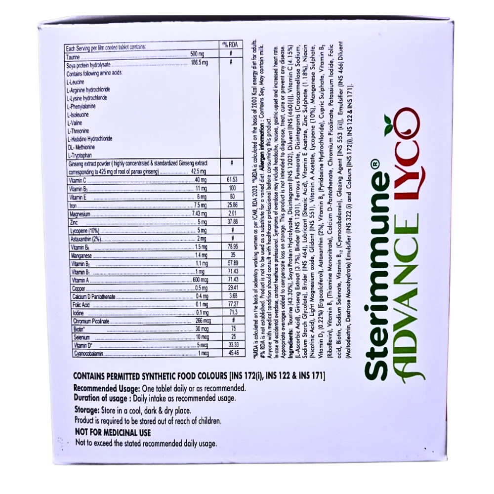 Lycopene,Astaxanthin,Soya Protein Hydrolysate,Multivitamin,Multimineral & Amino Acids Tablets