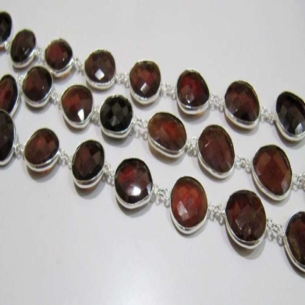 Natural Hessonite Garnet Nugget Briolette Connector Chain Uneven Free Shape 15 to 20mm Bezel
