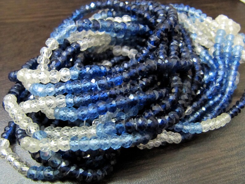 Exclusive Blue Sapphire Shaded Beads 4 to 5mm, Lab created Sapphire Beads Strand 13 inch Long,