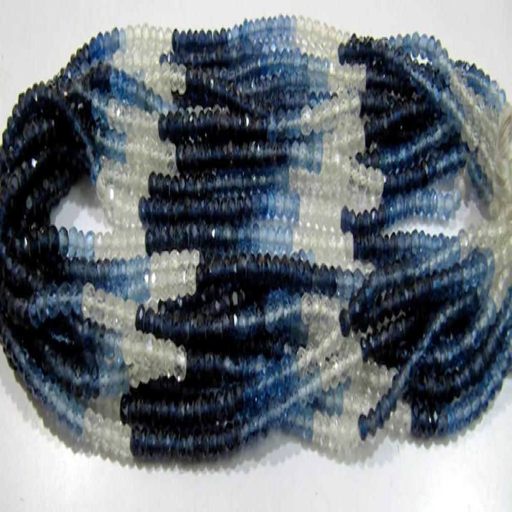 Exclusive Blue Sapphire Shaded Beads 4 to 5mm, Lab created Sapphire Beads Strand 13 inch Long,