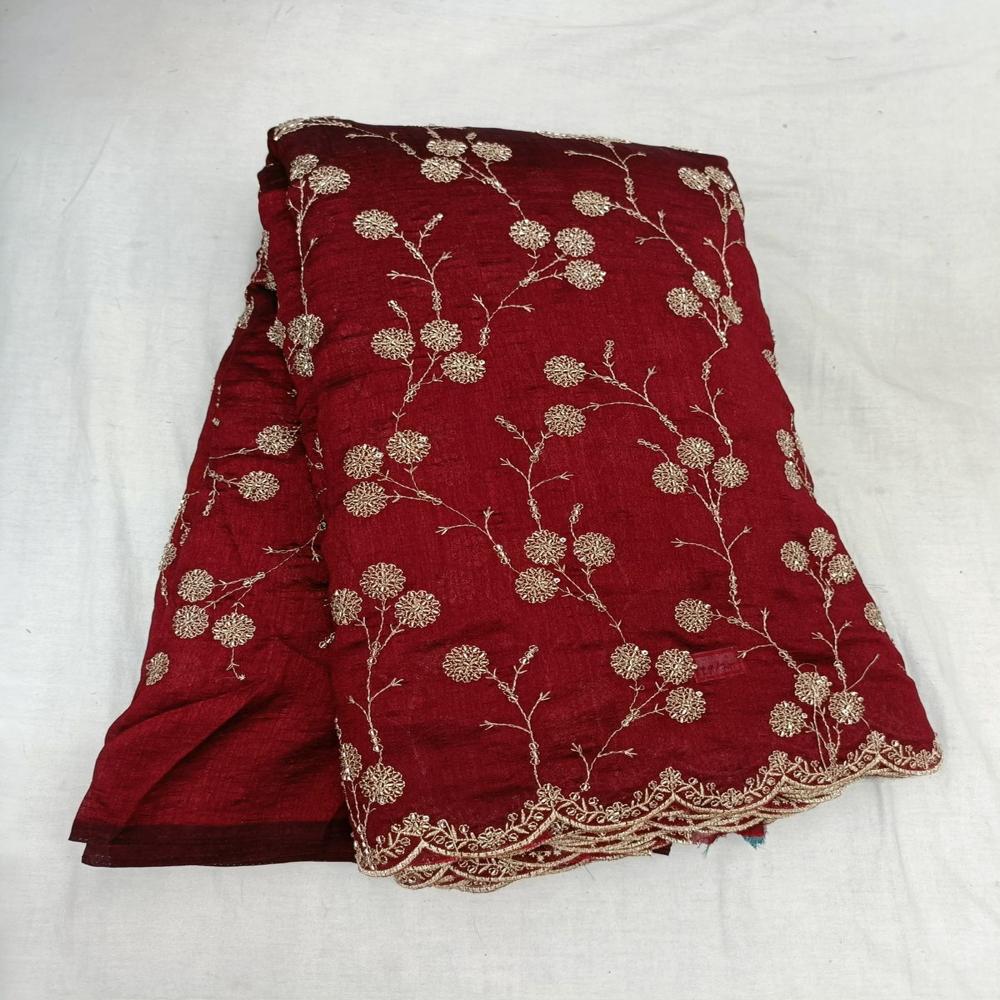 Vichitra silk bids Embroidery fabric 