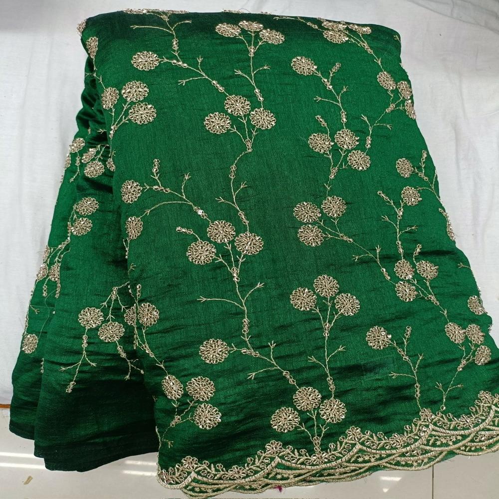 Vichitra silk bids Embroidery fabric 