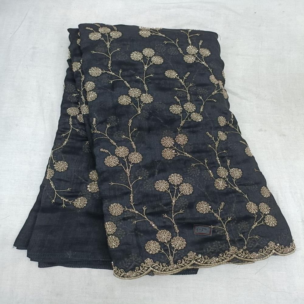 Vichitra silk bids Embroidery fabric 