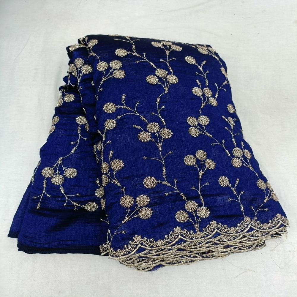 Vichitra silk bids Embroidery fabric 