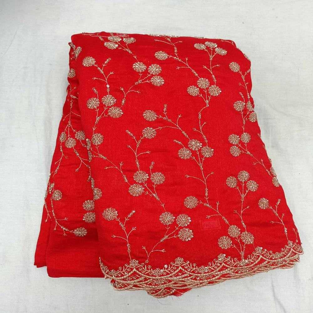 Vichitra silk bids Embroidery fabric 