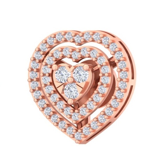 FER-0620D Triple-Layered Heart Halo Studs