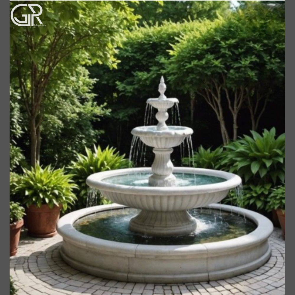  Marble Carved Outdoor Fountain