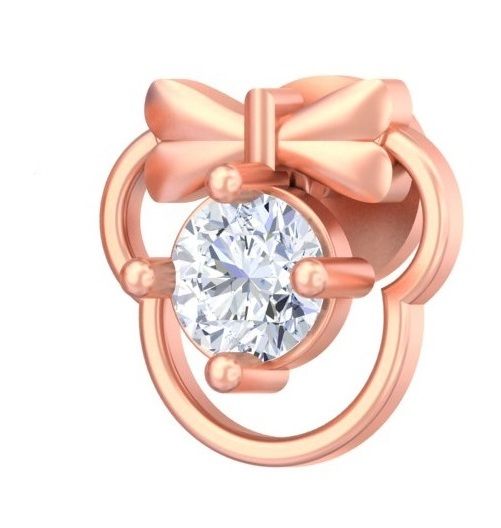 Whimsical Ribbon Solitaire Studs - Diamond Carat Weight: 18 Carat
