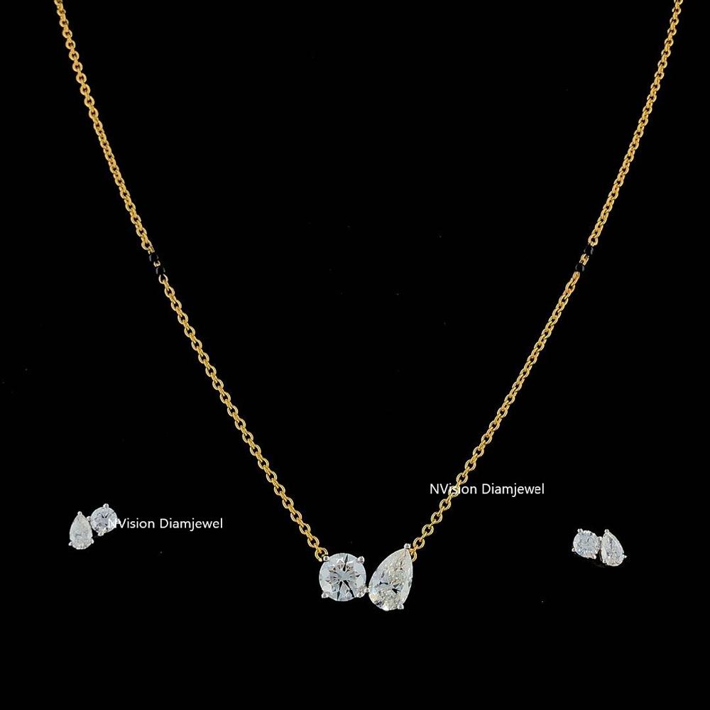Toi Et Moi Natural Diamond Mangalsutra Set - Diamond Carat Weight: 2.18 Carat