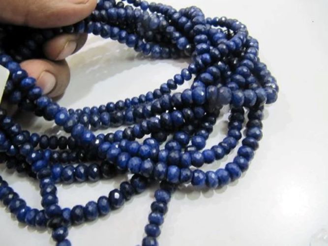 Natural Blue Sapphire Corundum Rondelle Faceted Beads 6mm Untreated Genuine Sapphire Sold per strand 13 inches
