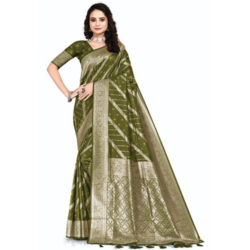 02F Silk Golden Bird Saree