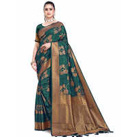 1057 A Kashmiri Silk Saree - Color: Multicolor With Green And Gold Tones