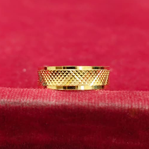 18K Gold Wedding Band Patterend Gold Ring